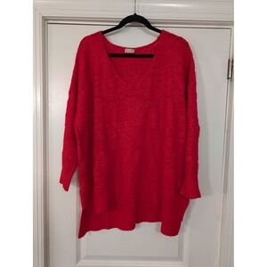 Intimately Free People Red V Neck Open Knit Sweater Top‎ Oversized Boho XS/S